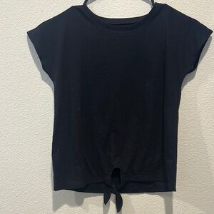 Black Tie-Front Women's Top